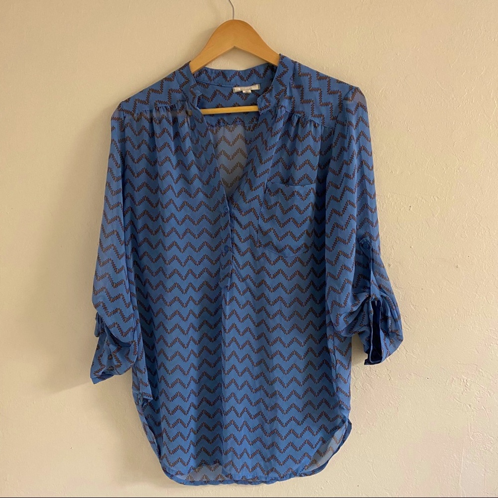 Blue/Burnt Orange Blouse
